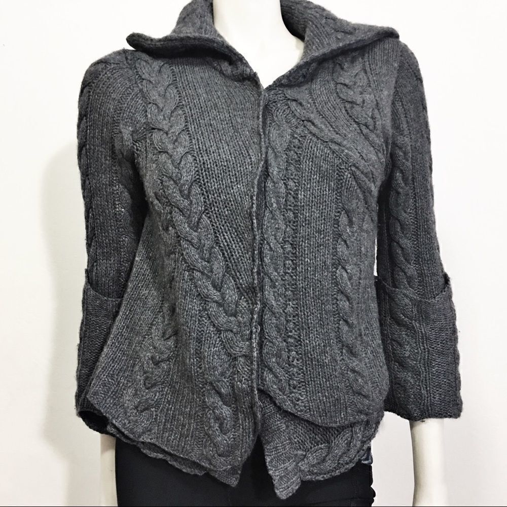 Inhabit 100% Cashmere Cable Knit Cardigan Sweater Luxury Cozy Layering